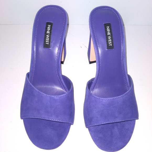 ULALA Nine West Purple Suede/Leather Slip On Open Toe Heels Women's Size- 7M - Picture 4 of 8